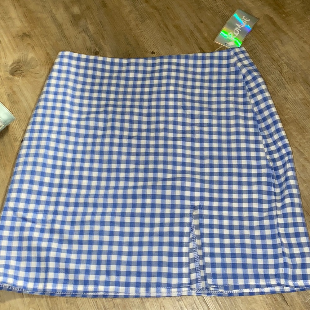 Blue skirt with slit